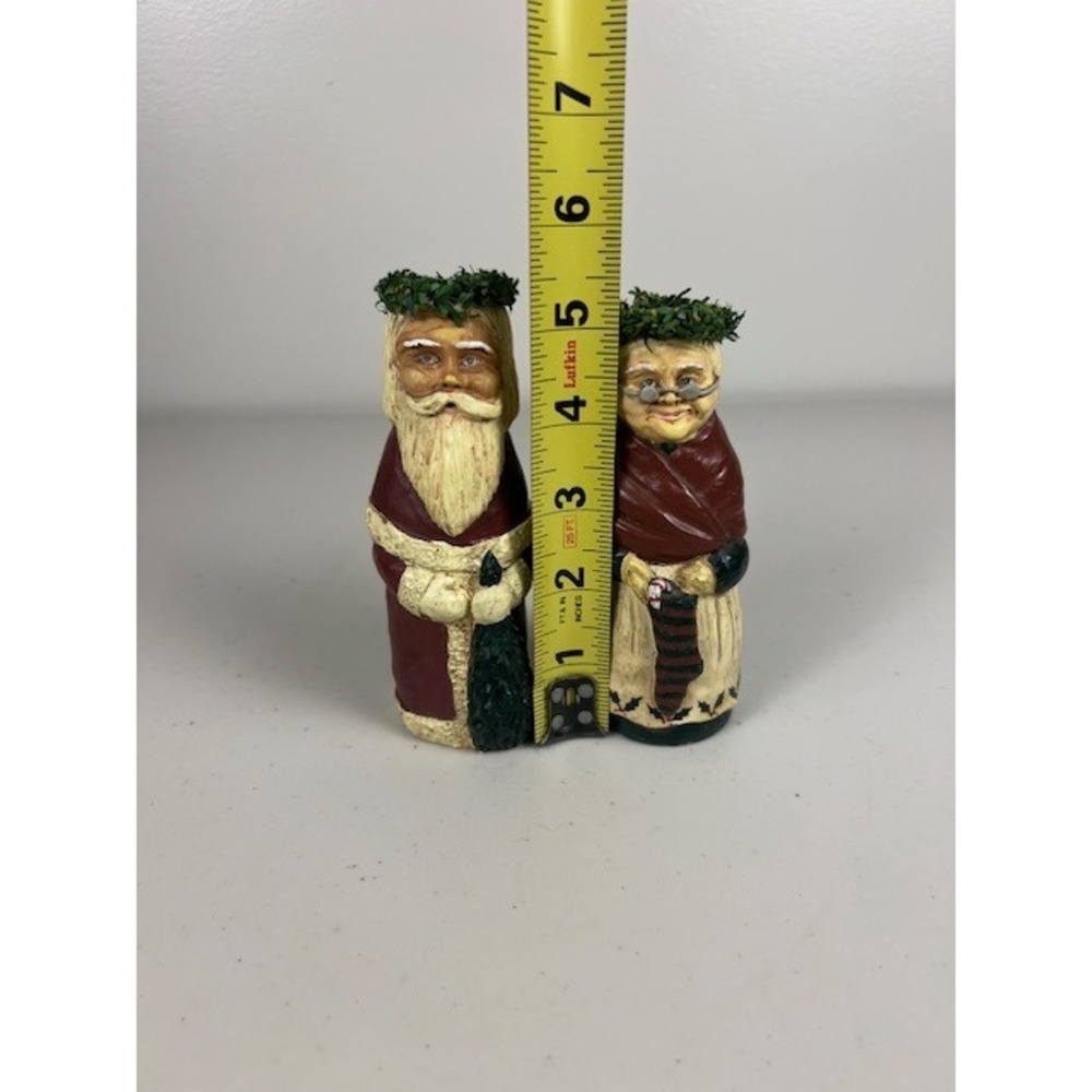 Kurt S Adler Santa and Mrs Claus Taper Candle Holder Set Folk Art Rustic 5 inch - Picture 4 of 8